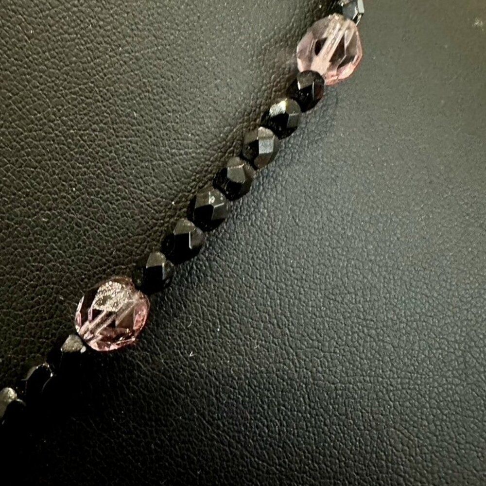 Agatha Paris Black & Purple Glass Beaded Lariat Necklace - Vintage Retro style - Picture 4 of 6